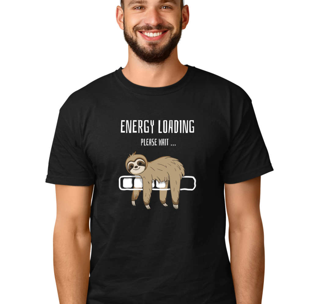 śmieszna koszulka z&nbsp;nadrukiem leniwiec