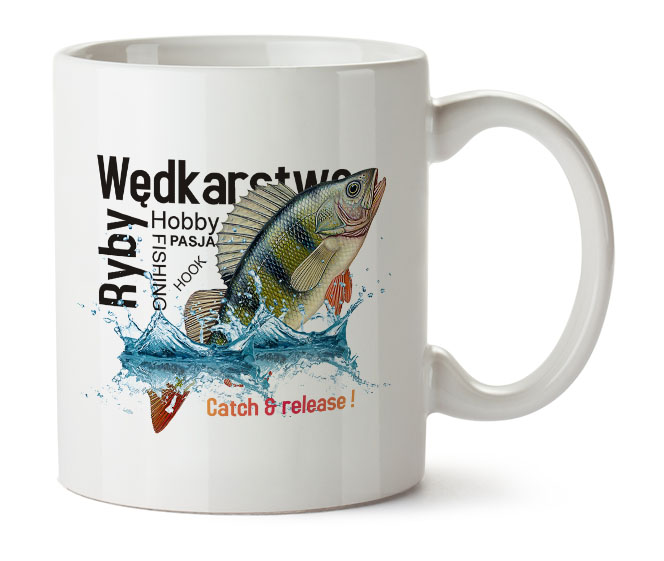 kubek wedkarski okoń ryba wędkarstwo, prezent dla rybaka wędkarza