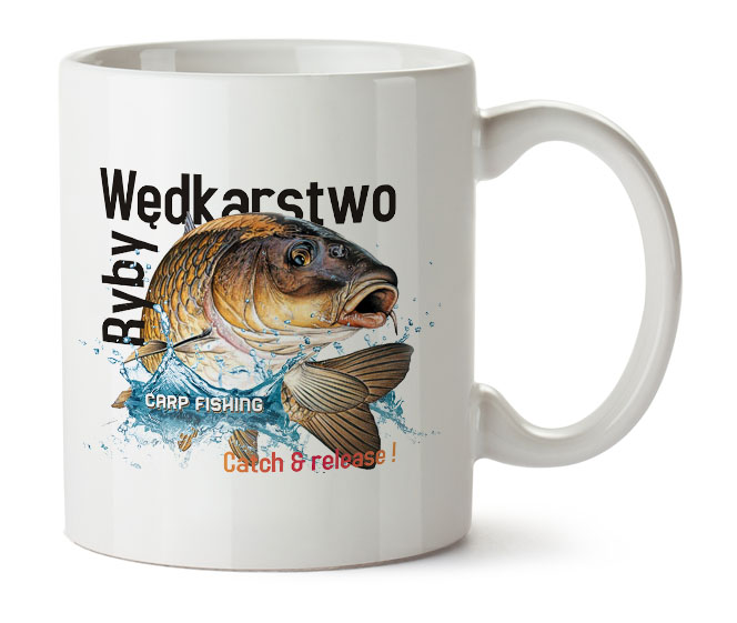 kubek wędkarski karp, prezent dla wędkarza