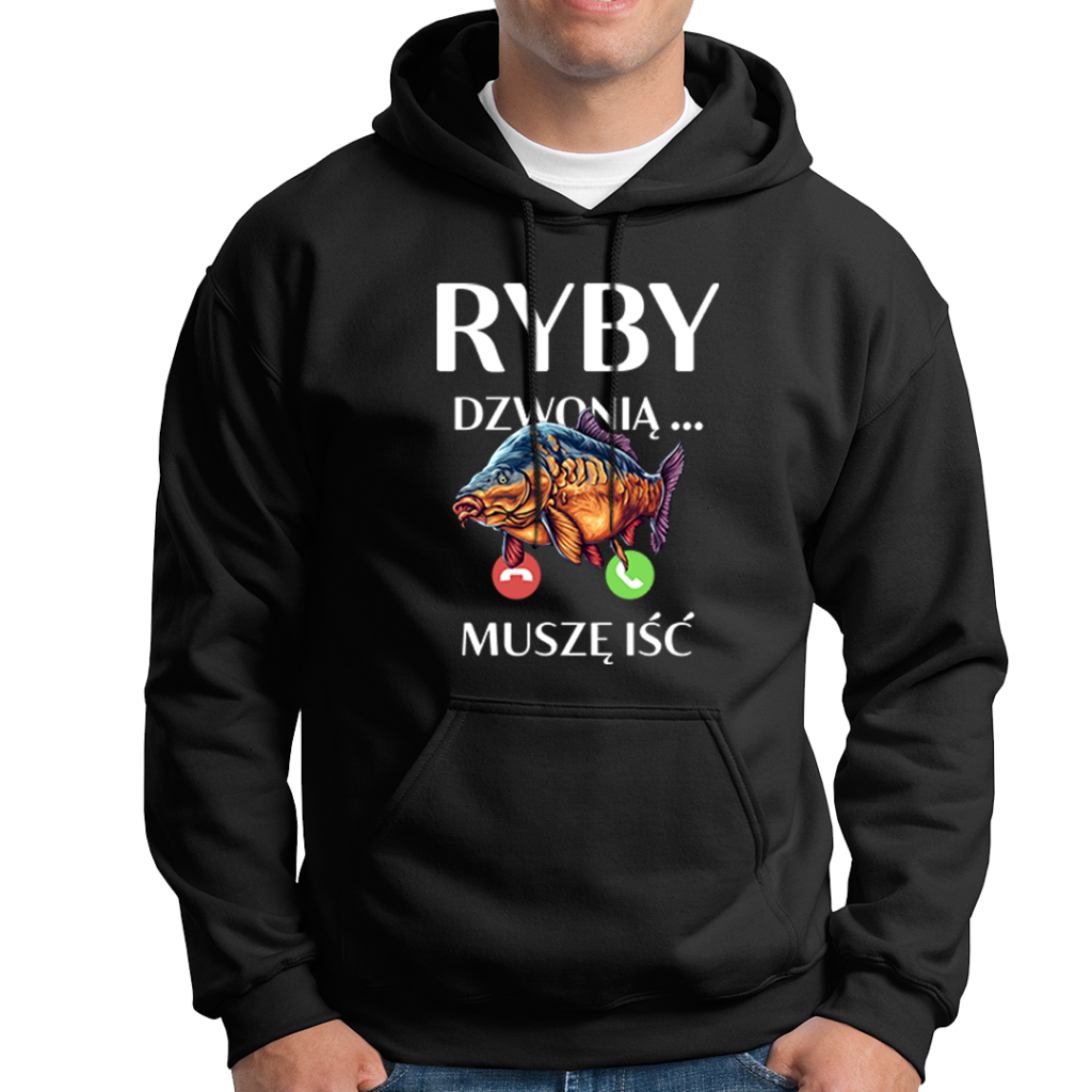 ryby dzwonią muszę iść bluza premium z&nbsp;kapturem na ryby