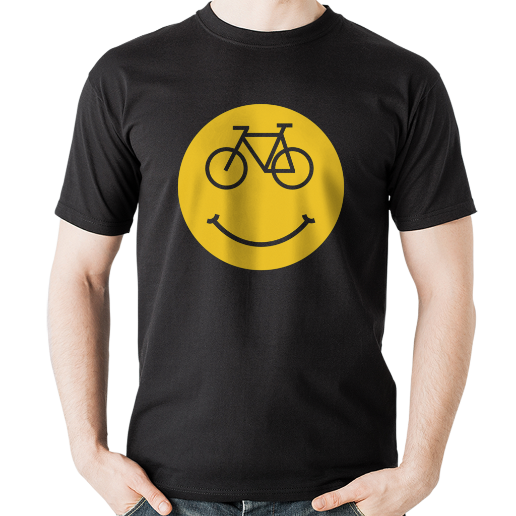 koszulka czarna motyw rowerowy buźka smile