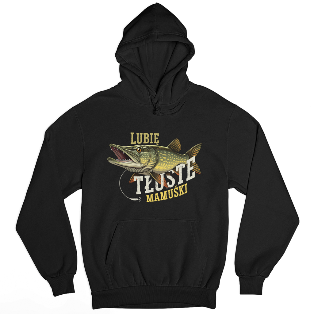 bluza kangurek lubię tłuste mamuśki szczupak okoń karp, bluza wędkarska prezent dla wędkarza