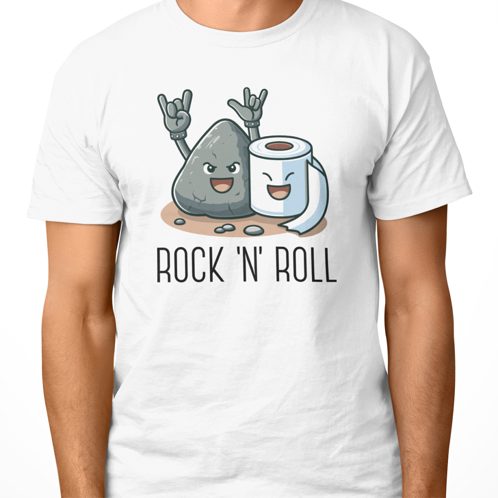 biała koszulka męska muzyczna rock n roll