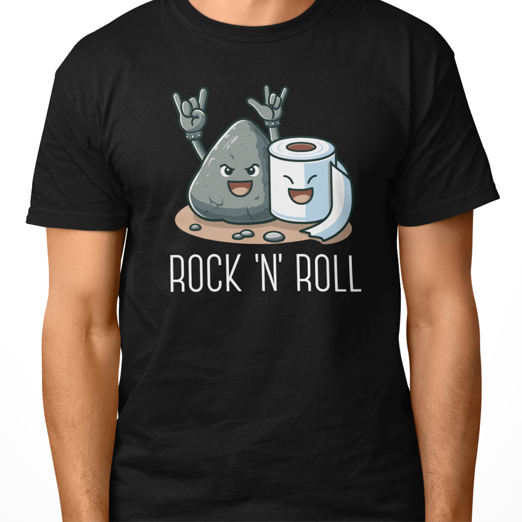 czarna koszulka męska muzyczna z&nbsp;nadrukiem rock n roll